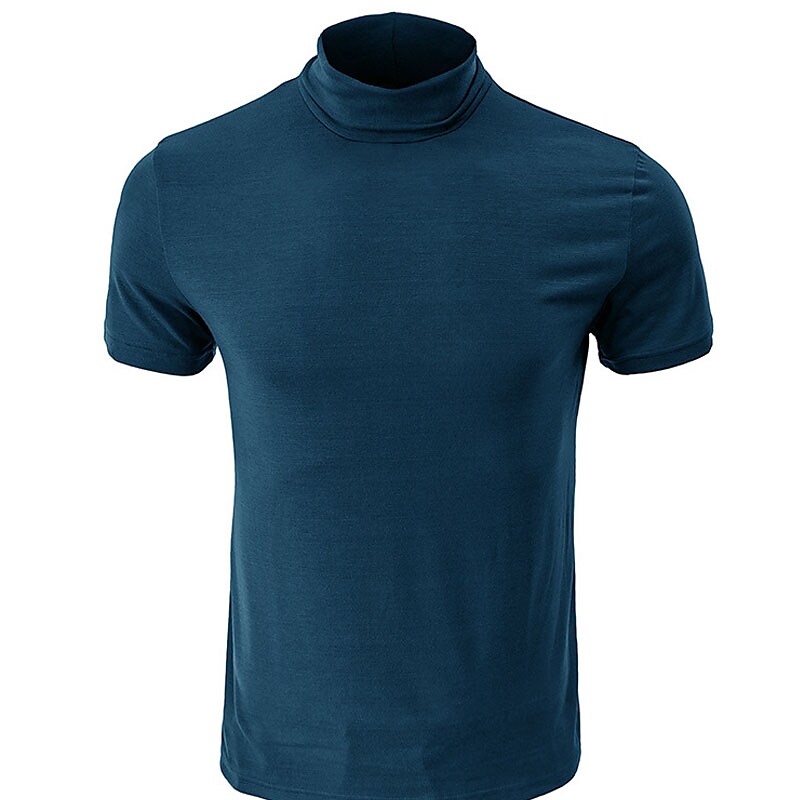 Men's Turtleneck shirt Plain / Solid Turtleneck Sports Short Sleeves Clothing Apparel Stylish Casual Top