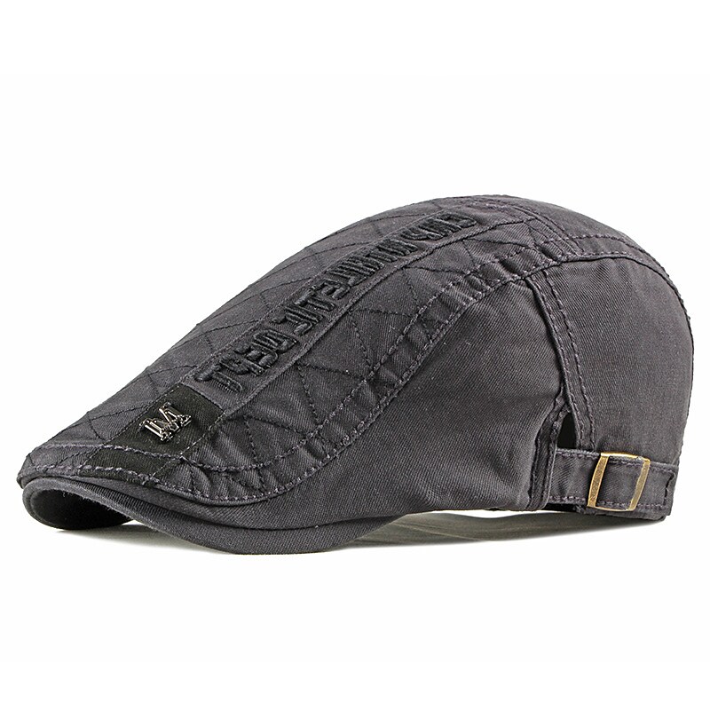 Men's Flat Cap Black Army Green Cotton Adjustable Buckle Print Simple