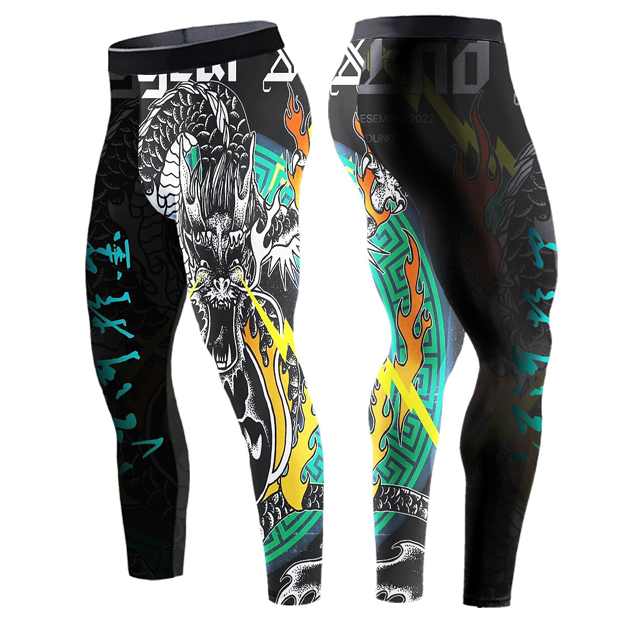 Men's Running Tights Leggings Compression Pants Athletic Breathable Qu