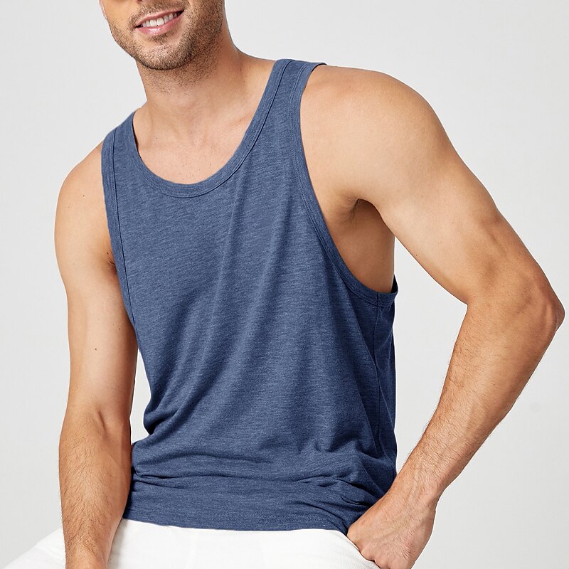 Men's Tank Top Sleeveless Shirt Plain U Neck Sports & Outdoor Vacation Sleeveless Fashion Sport Vest Top