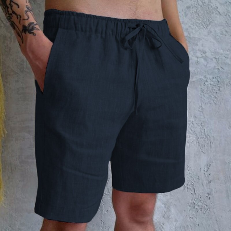 Men's Summer Shorts Pocket Drawstring Elastic Waist Plain Comfort Breathable Casual Holiday Going out Shorts