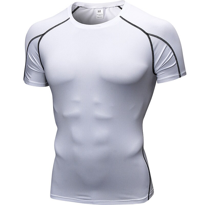 Men's Compression Running Short Sleeve T-shirt Breathable Quick Dry Lightweight Fitness Gym Workout Sportswear