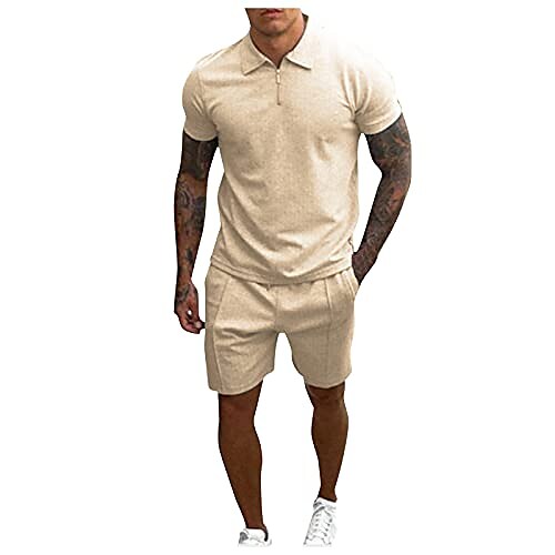 Men's Tennis Short Sleeve Shirt Elastic Pocket Shorts Tracksuit