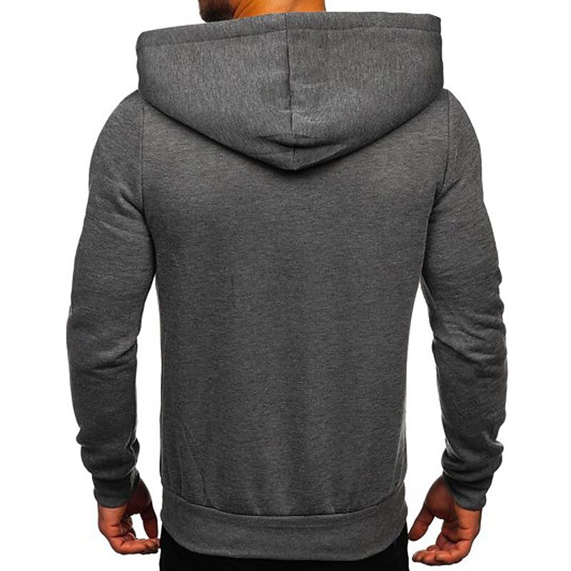 Men's Casual Solid Color Hooded Long Sleeve Pocket Sweatshirts 