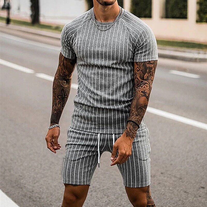 Men's T-shirt Suits Tracksuit Tennis Shirt Shorts and T Shirt Set Set 