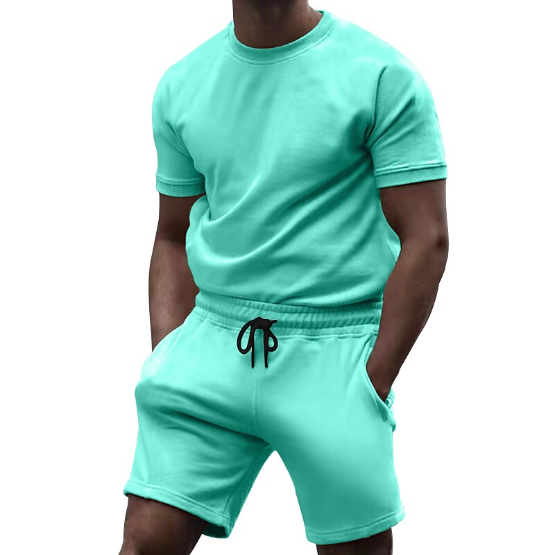 Men's Tracksuit Running T-Shirt With Shorts Sport Suit Moisture Wickin