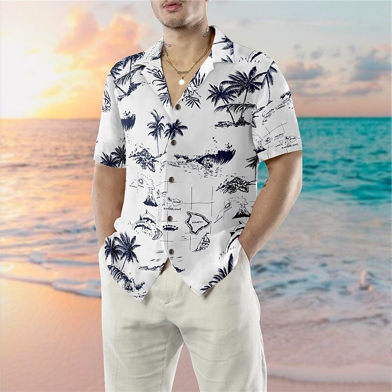 Men's Hawaiian Shirt Graphic Prints Beach Turndown Casual Holiday Shor