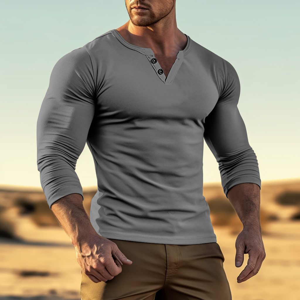 Men's T shirt Plain Crew Neck Street Vacation Long Sleeve Lace up Clothing Apparel Fashion Designer Basic Top