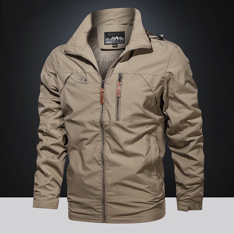 Men's Waterproof Windproof Warm Street Daily Zipper Turndown Casual Jacket Outerwear Solid Color Pocket