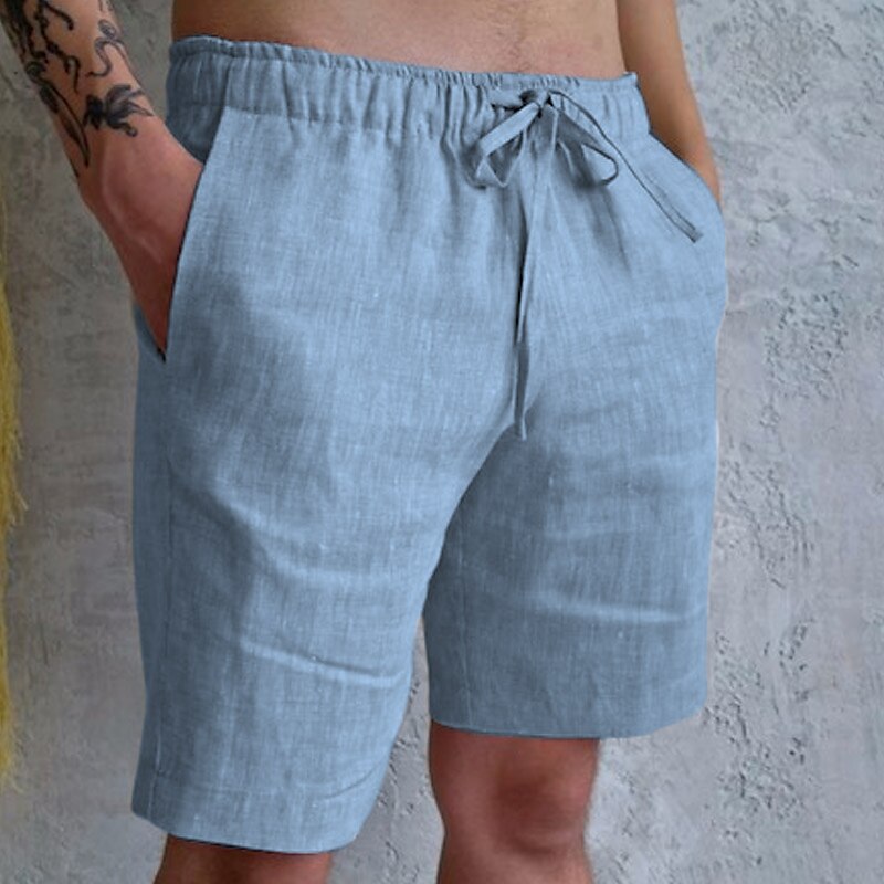 Men's Summer Shorts Pocket Drawstring Elastic Waist Plain Comfort Breathable Casual Holiday Going out Shorts