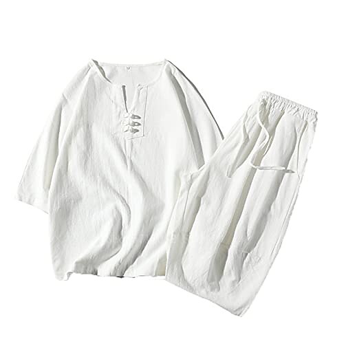 Men's Solid Color Shirt Elastic Waist Pants Casual Tracksuit