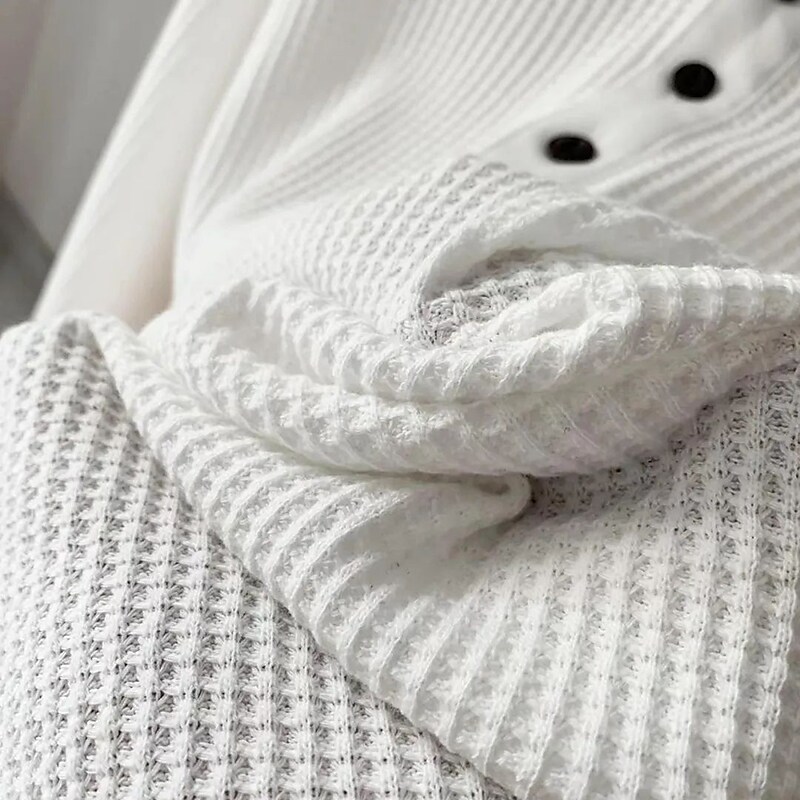 Men's Casual Solid Color Button-Down Long Sleeve Round Neck Shirt