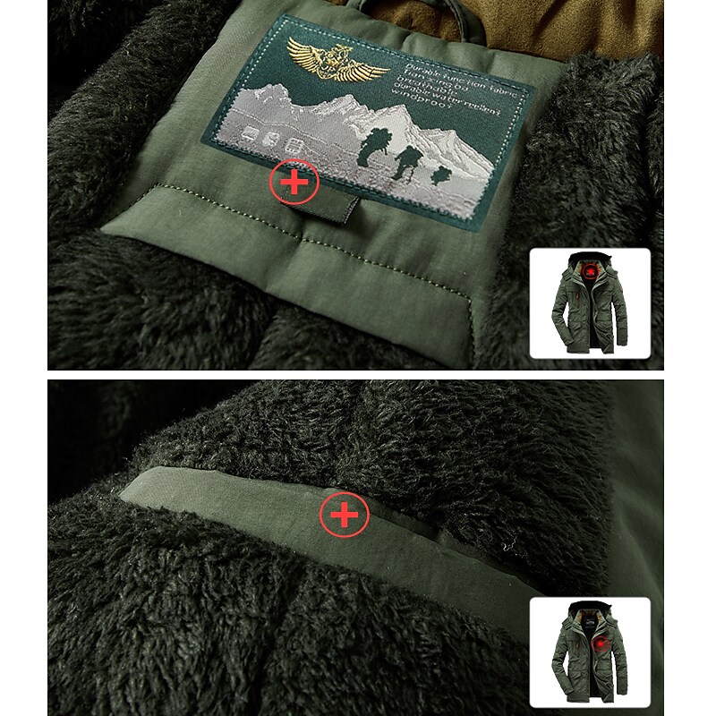 Men's Hiking Fleece Thick Warm Hooded Windbreaker Outdoor Jacket  