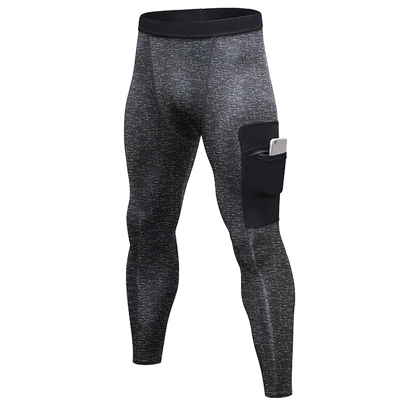 Men's Running Tights Leggings Compression Pants Patchwork Pocket Base