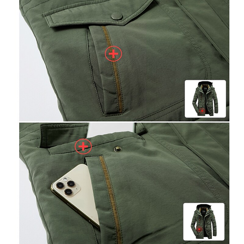 Men's Hiking Fleece Thick Warm Hooded Windbreaker Outdoor Jacket  