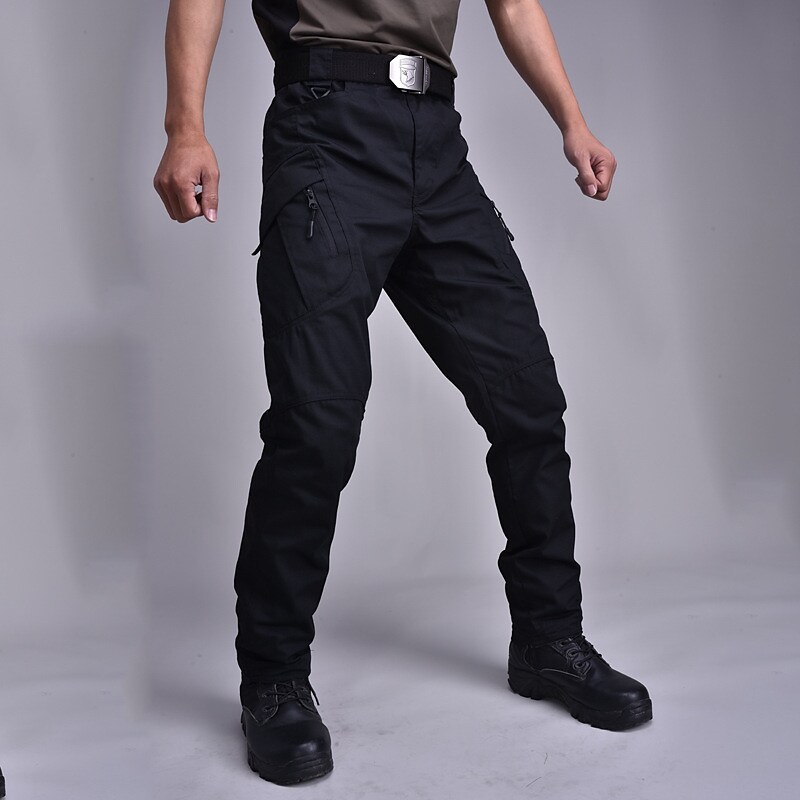 Men's Tactical Pants Tactical Trousers Zipper Elastic Waist Multi Pocket Solid Color Windproof Comfort Full Length Pant