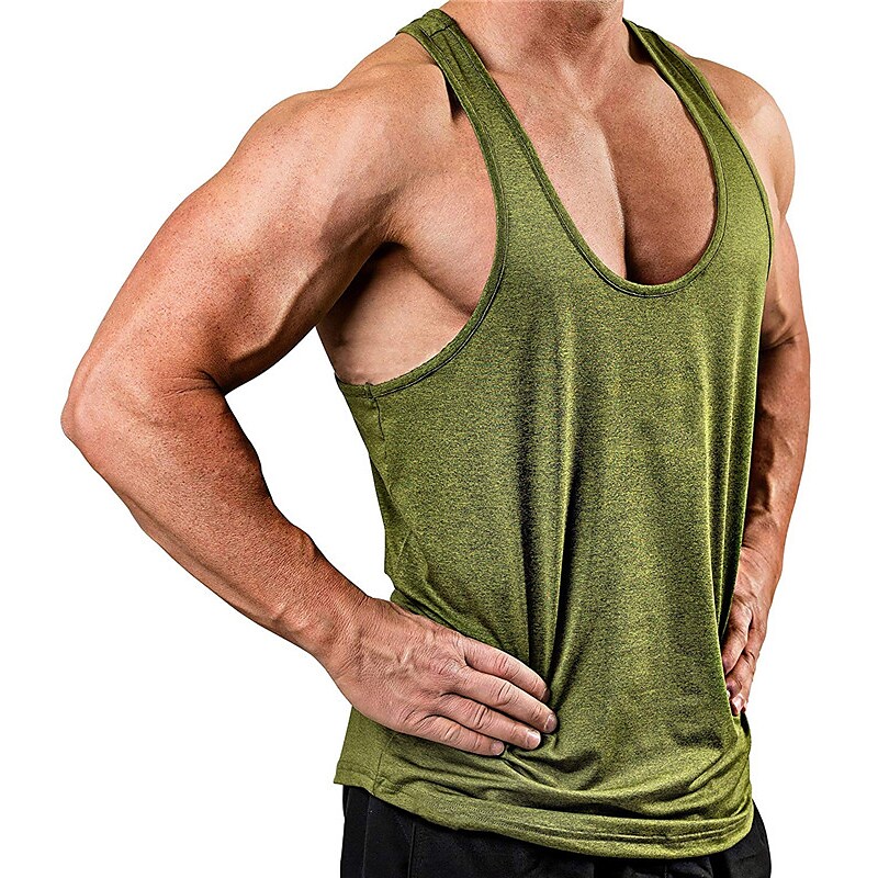 Men's Tank Top Vest Sleeveless Shirt Plain Crew Neck Outdoor Street