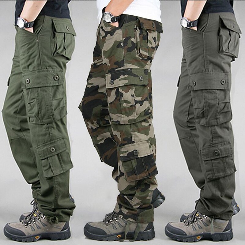 Men's Drawstring Multi Pocket Leg Solid Color Camouflage Pants