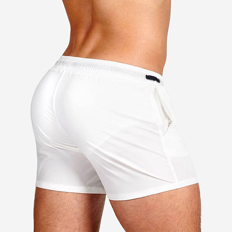 Men's Swimwear Swim Shorts Beach Shorts with Mesh lining Plain Comfort Breathable Outdoor Daily Going out Fashion Casual White Pink