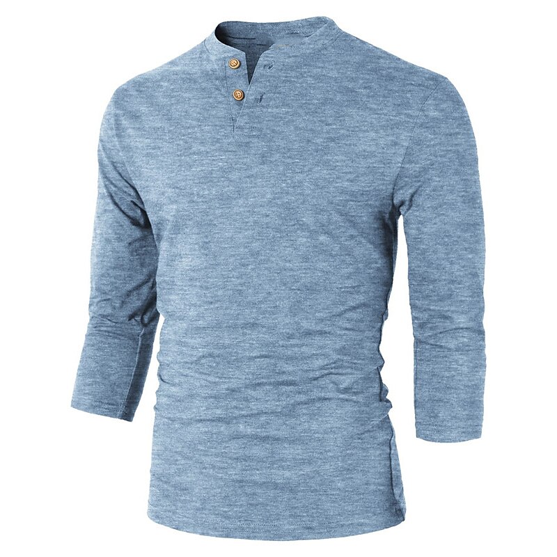 Men's Henley Shirt Tee Top Plain Henley Street Vacation Long Sleeve Clothing Apparel Fashion Designer Basic Top