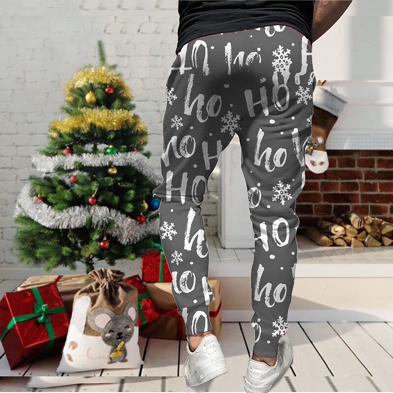 Men's Outdoor Christmas Elastic Waist Full Length Sweatpants