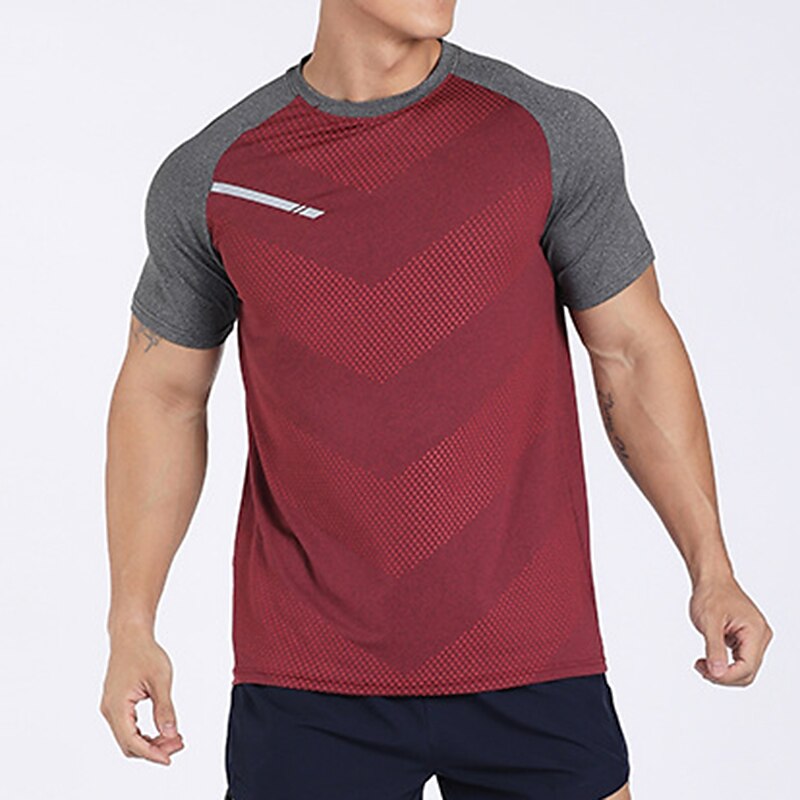 Men's Running Short Sleeve Tee Tshirt Athletic Reflective Breathable Moisture Wicking Gym Workout Running Active Training Sportswear 