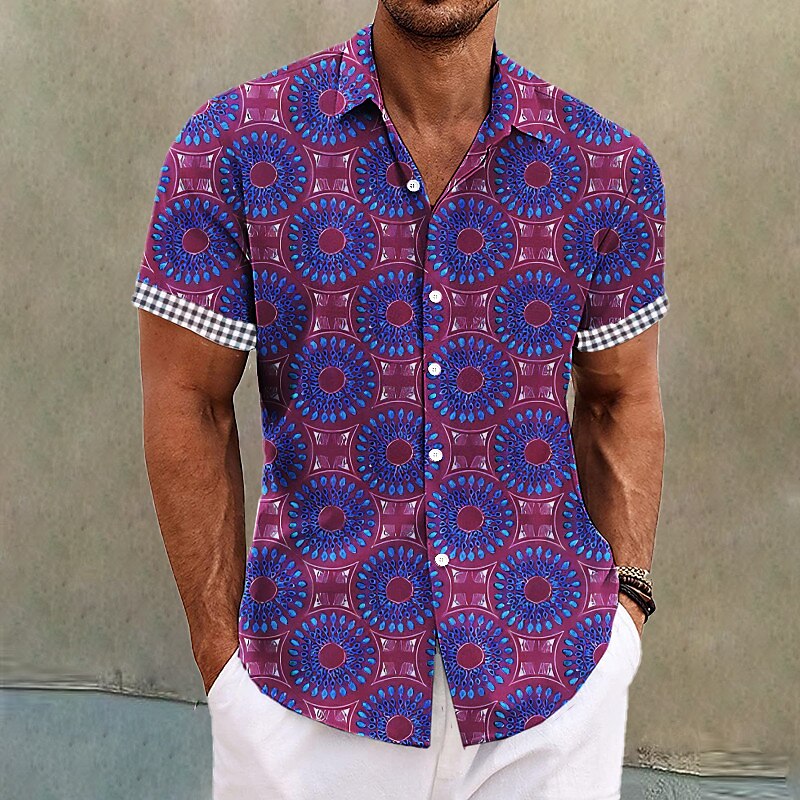 Men's Summer Hawaiian Shirt Floral Graphic Prints Vintage Turndown Outdoor Street Short Sleeves Print Streetwear Designer Casual Shirt 
