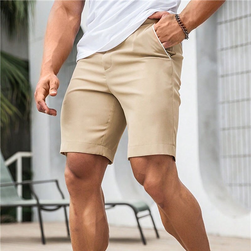 Men's Chino Bermuda Work Shorts Pocket Straight Leg Plain Comfort Short Formal Work Casual 100% Cotton Stylish 
