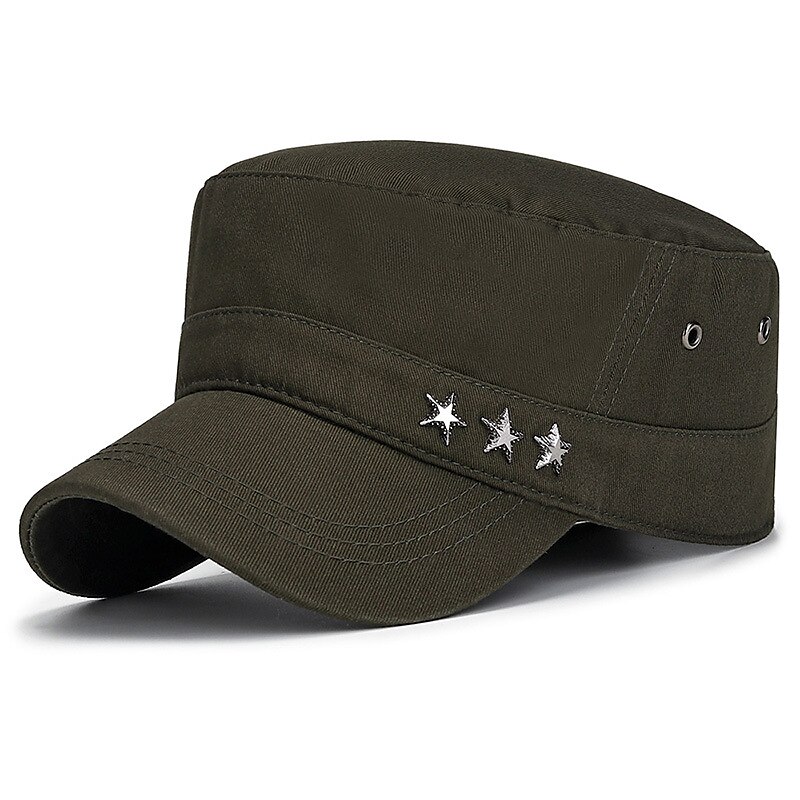 Men's Flat Cap Military Cap Cadet Hat Black Deep Blue Cotton Travel Beach Outdoor Vacation Plain Adjustable