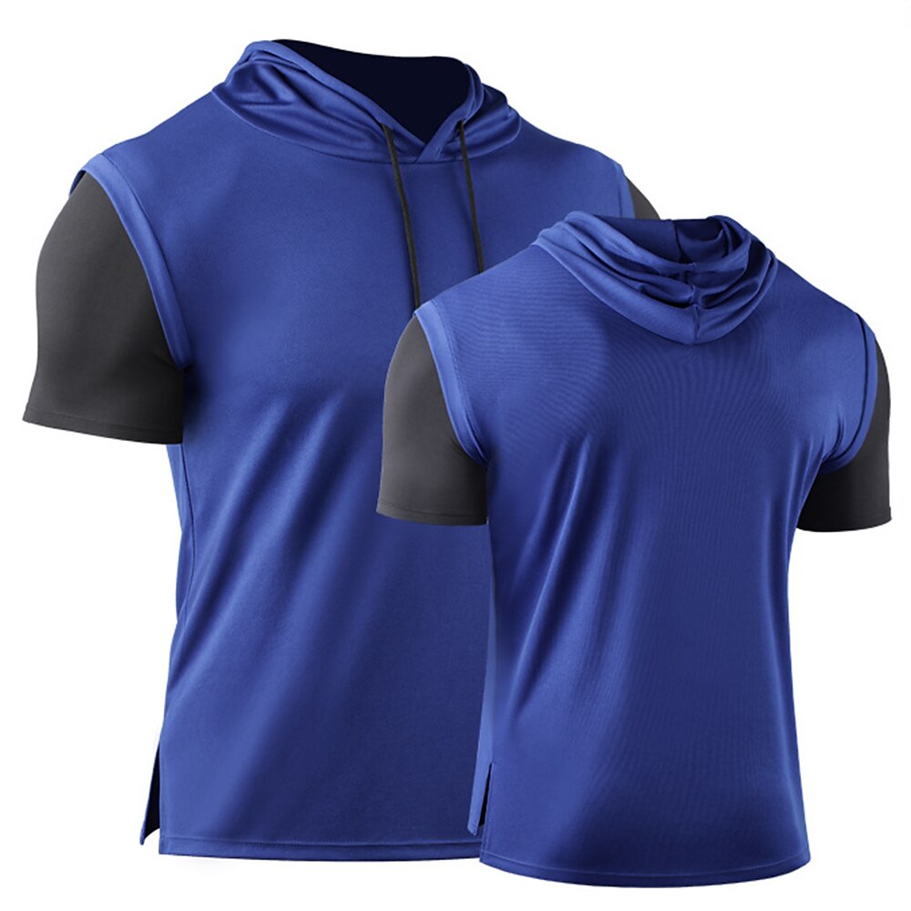 Men's Running Shirt Gym Shirt Split Short Sleeve Top Athletic Breathable Soft Sweat wicking Jogging Training Color Block  Sportswear