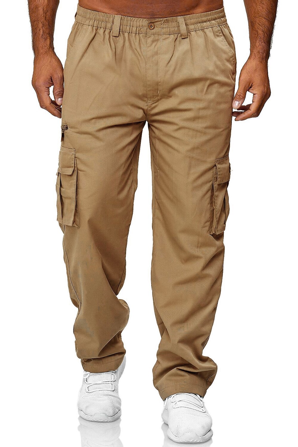 Men's Casual Outdoor Elastic Waist Multi Pocket Straight Leg Pants