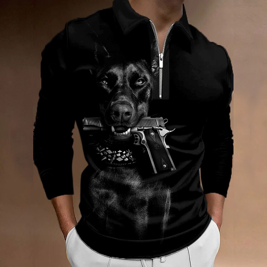 Men's Polo Shirt Golf Shirt Animal Dog Graphic Prints Turndown3D Print