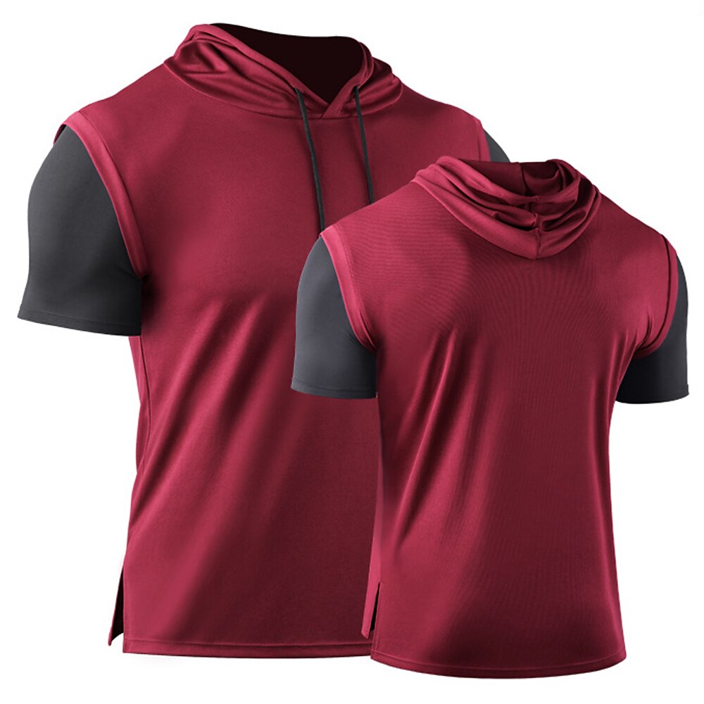 Men's Running Shirt Gym Shirt Split Short Sleeve Top Athletic Breathable Soft Sweat wicking Jogging Training Color Block  Sportswear