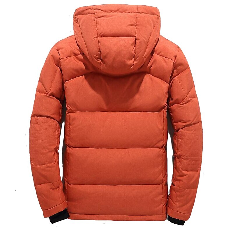 Men's Hiking Puffer Down Jacket Hoodie Jacket Ski Jacket Winter Outdoor Thermal Warm Windproof Lightweight Breathable Winter Jacket Trench Coat Top Cotton Camping Hunting Snowboard Black Blue Orange