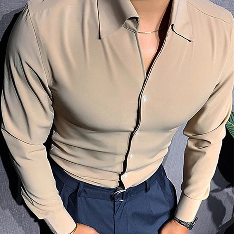 Men's Dress Shirt Button Up Shirt Collared Shirt Turndown Spring, Fall