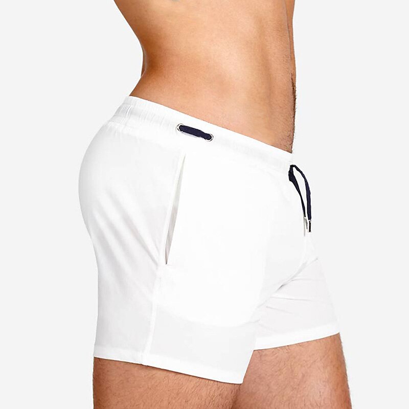 Men's Swimwear Swim Shorts Beach Shorts with Mesh lining Plain Comfort Breathable Outdoor Daily Going out Fashion Casual White Pink