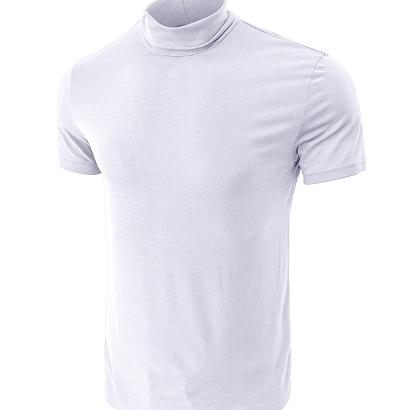 Men's Turtleneck shirt Plain / Solid Turtleneck Sports Short Sleeves Clothing Apparel Stylish Casual Top
