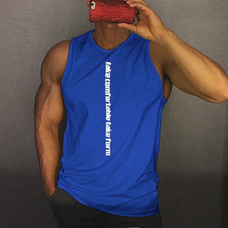Men's Muscle Sleeveless Vest Men's Quick-drying Sports Loose Short-sleeved T-shirt Fitness Top