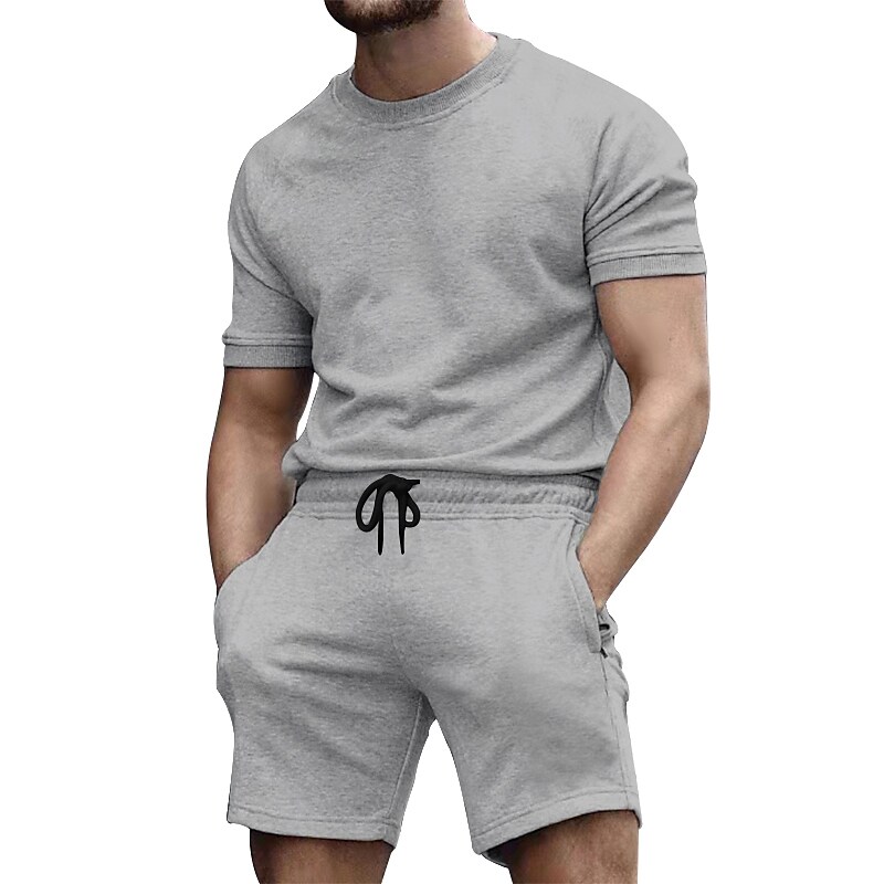 Men's Tracksuit Running T-Shirt With Shorts Sport Suit Moisture Wickin