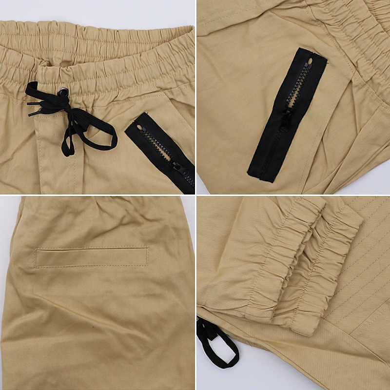 Men's Casual Elastic Waist Pockets Solid Color Full Length Pants