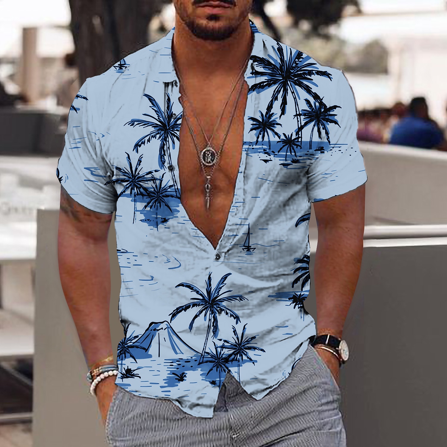 Men's Hawaiian Shirt Graphic Prints Beach Turndown Casual Holiday Shor