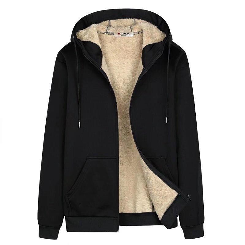 Men's Cardigan Zipper Thickened Lamb Velvet Hooded Winter Warm Top