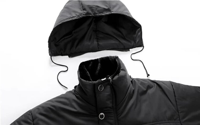 Men's Casual Zipper Windproof  Solid Color Outerwear Warm Coat