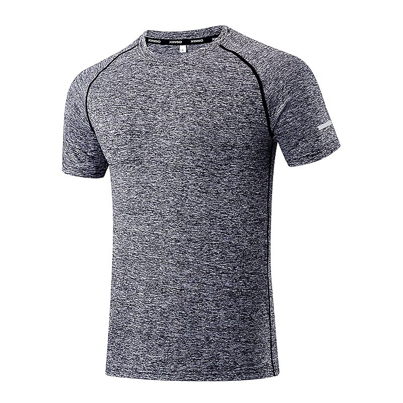 Arsuxeo Men's Workout Shirt Running Shirt Reflective Strip Short Sleeve Tee Tshirt Athletic Casual Breathable Soft Sweat wicking Fitness Gym Workout Tennis Sportswear Activewear Dark Grey Cobalt Blue