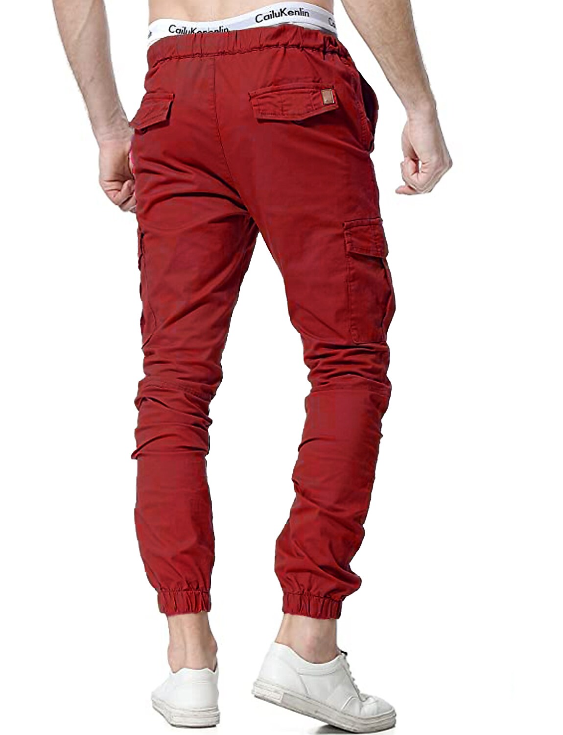 Men's Simple Cotton Blend Elastic Waist Solid Color Sweatpants