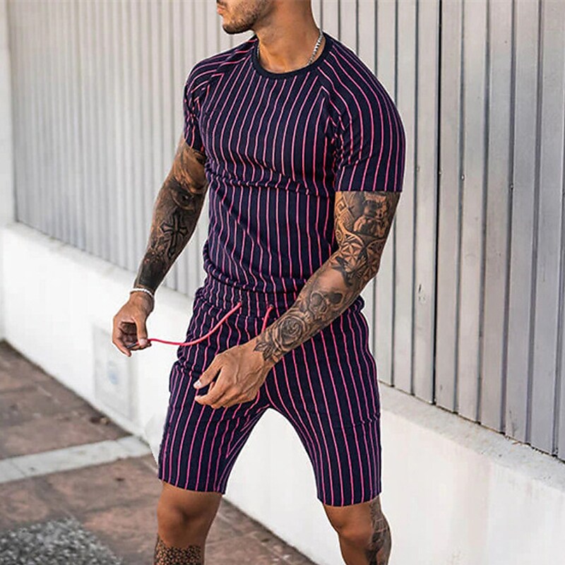 Men's T-shirt Suits Tracksuit Tennis Shirt Shorts and T Shirt Set Set 