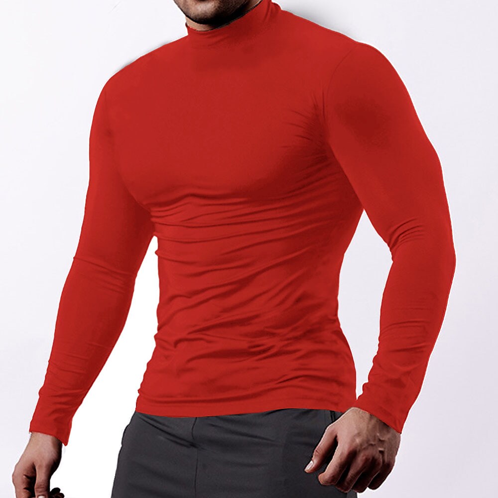 Men's Sport Solid Color Stand Collar Long Sleeve Cotton Shirt