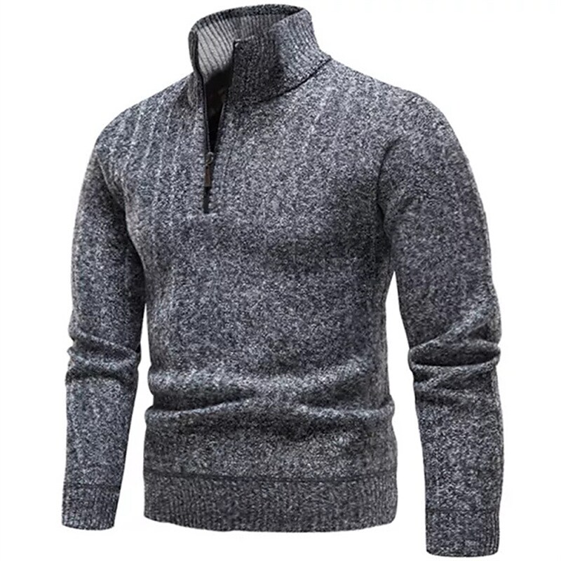 Men's Sweater Pullover Sweater Jumper Ribbed Knit Cropped Knitted Solid Color Turtleneck Keep Warm Wear Clothing