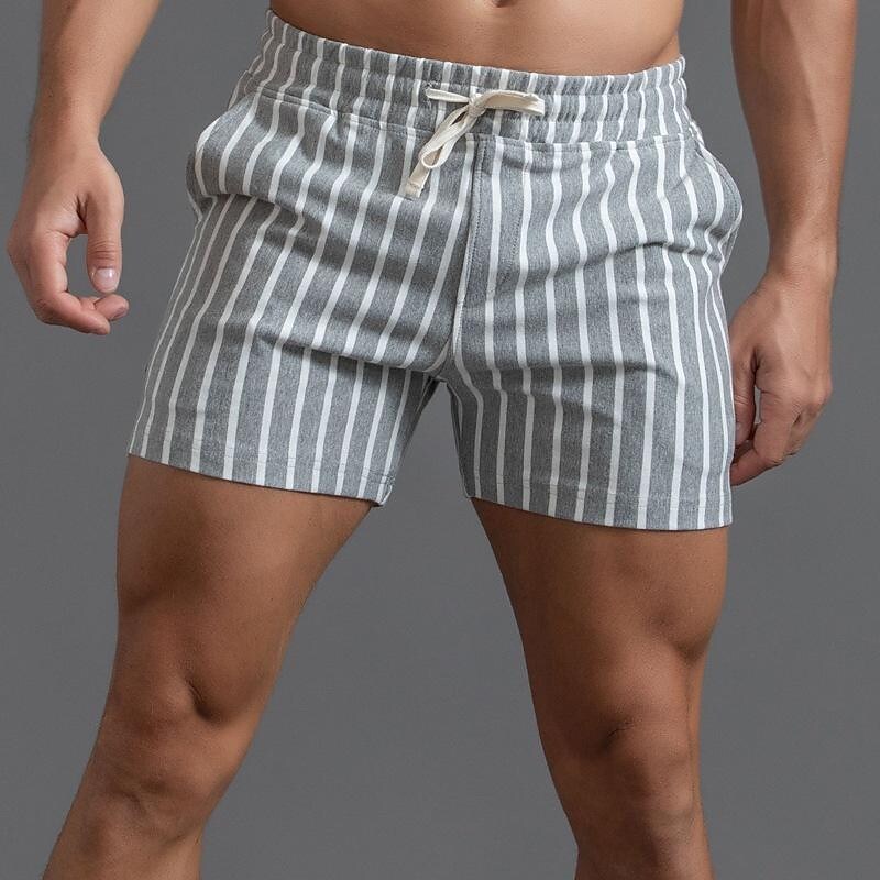 Men's cotton sports shorts quarter pants vertical stripes Shorts