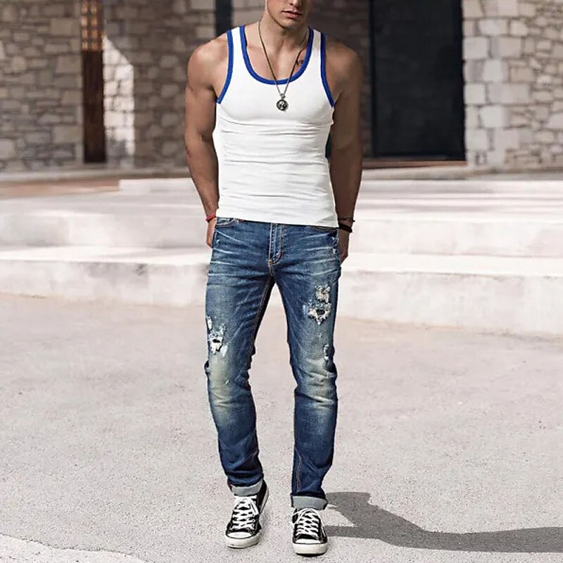 Men's Casual Outdoor Muscle Fashion Comfortable Breathable Light Plain Sleeveless Vest Top